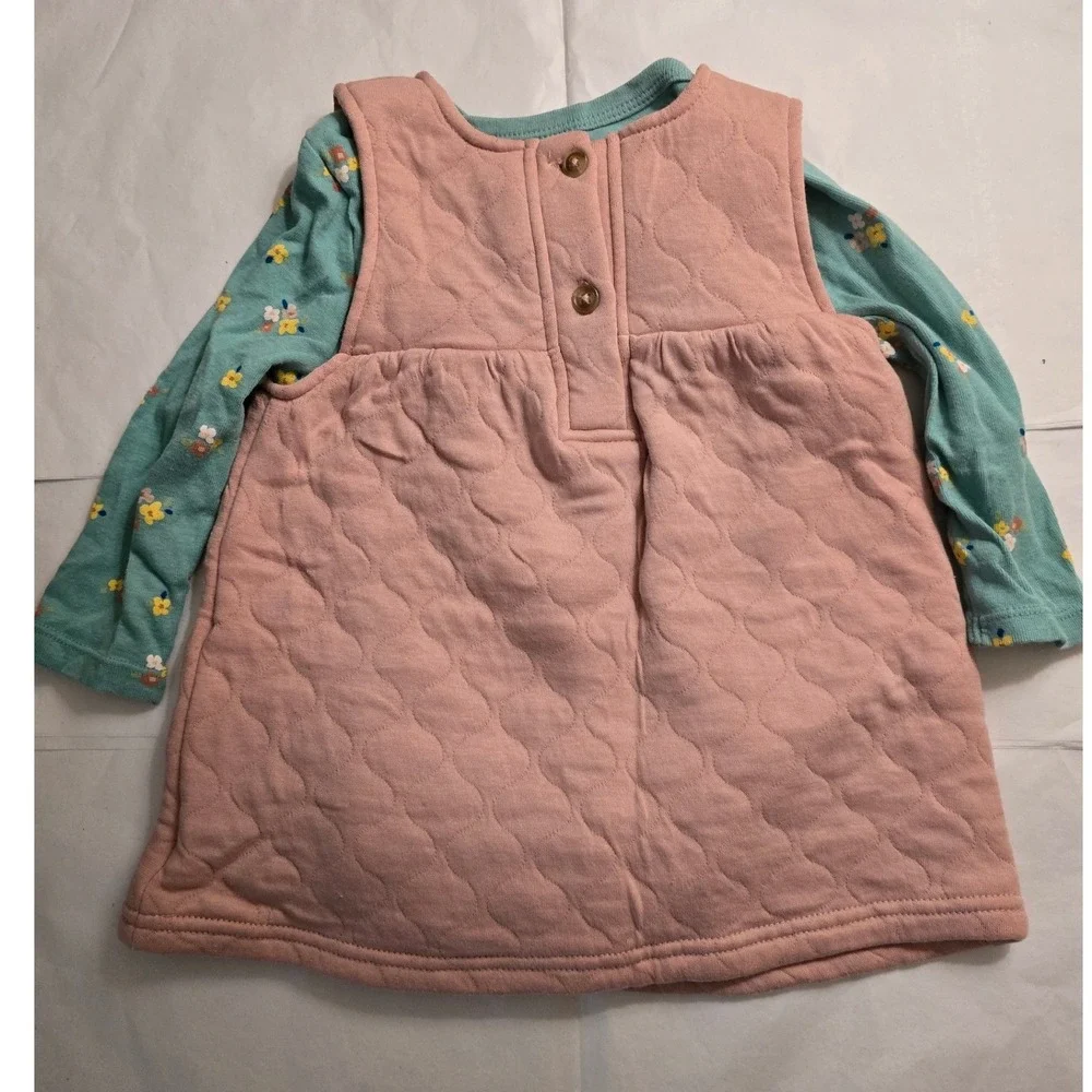 Cloud Island Nicole Miller Baby Girls 12M Quilted Jumper Floral Bodysuit Set 3pc